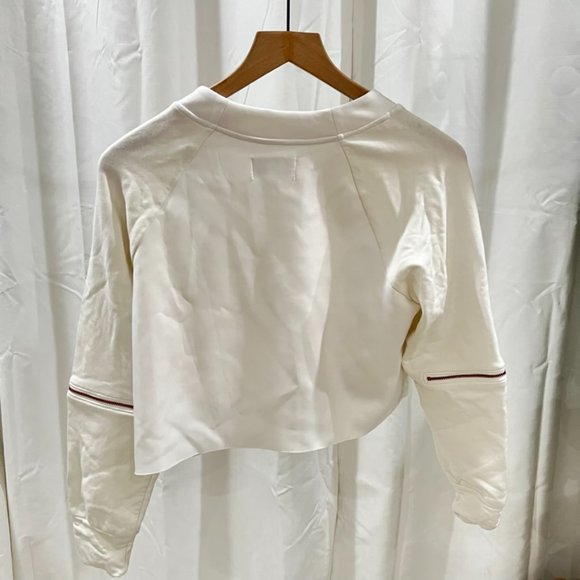 Run:Way White Neoprene feel White Cropped Long Sleeve Pullover - Picture 2 of 6